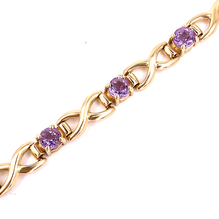 Women’s 9ct Yellow Gold Amethyst Bracelet - 11.5g