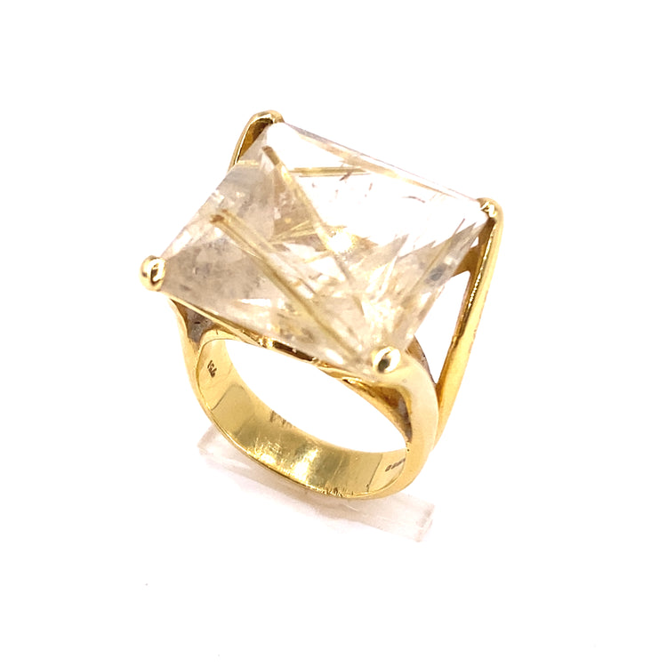 Women’s 18ct Yellow Gold Rutilated Quartz Designer Ring -