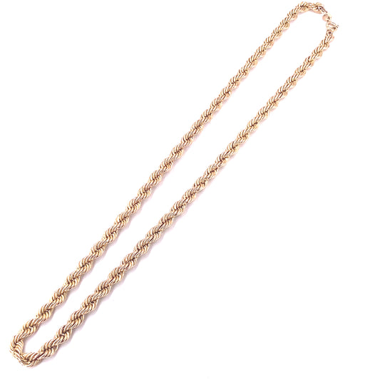 Women’s 9ct Yellow Gold Hollow Rope Chain- 7g 18”