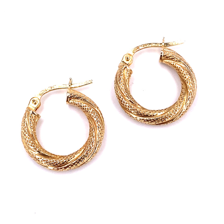 Women’s 9ct Yellow Gold Twist Hoops - 1g