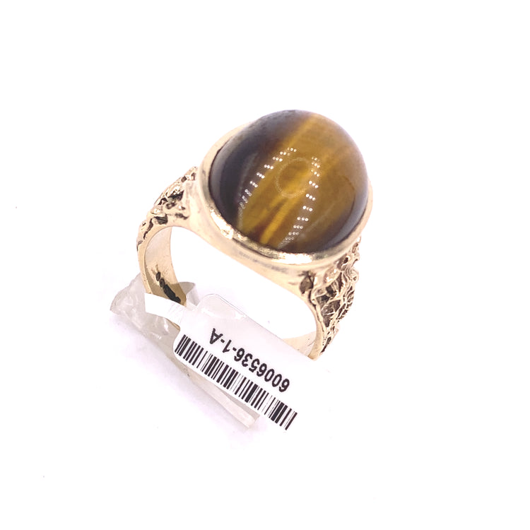 Mens 9ct Yellow Gold Vintage Tiger Eye Ring