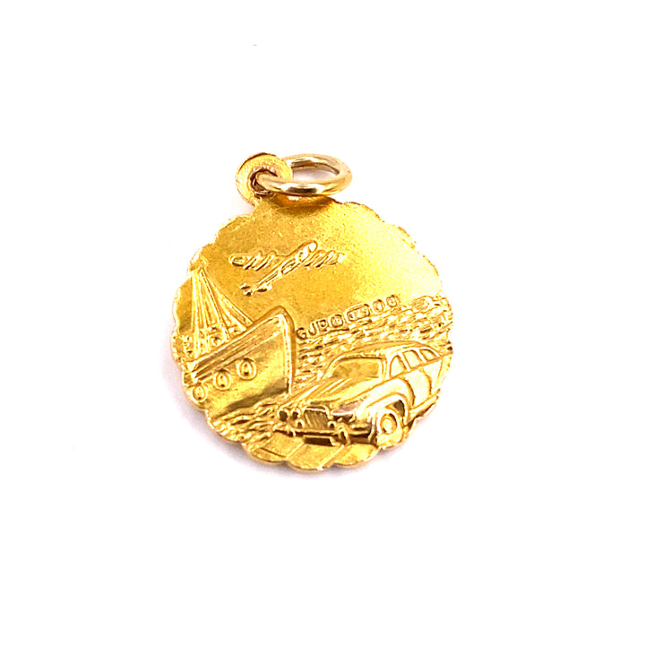 Unisex 9ct Yellow Gold St Christopher Pendant -2.4g