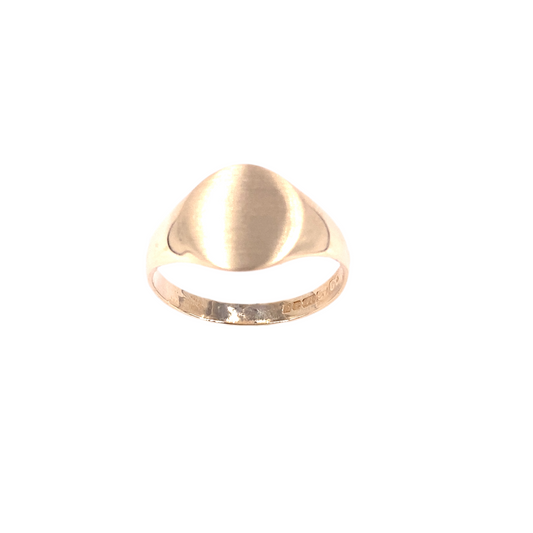 Mens 9ct Yellow Gold Signet Ring - 2.9g