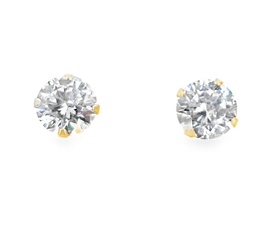 Women’s 9ct Yellow Gold Cz Soltaire Studs -6mm 1g