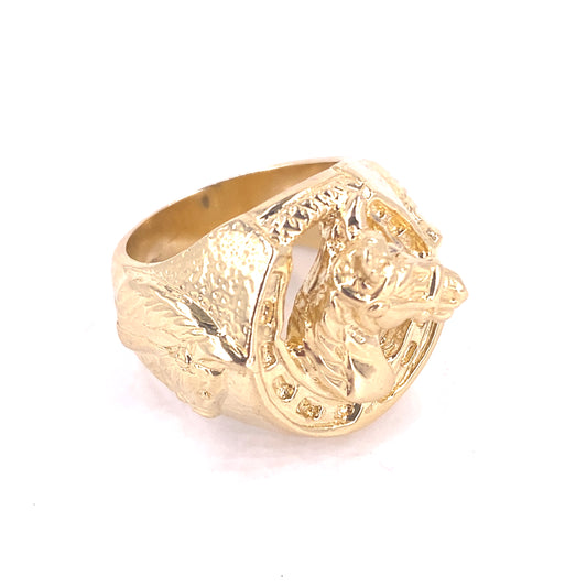 Mens 9ct Yellow Gold Horseshoe Ring -30.9g