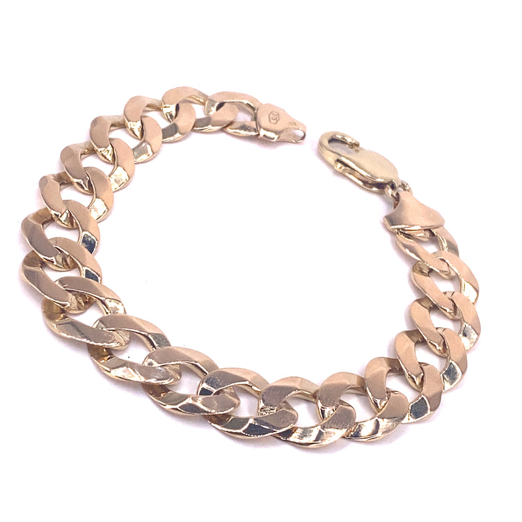 Men’s 9ct Tellow Gold Curb Bracelet- 26.9g 9”