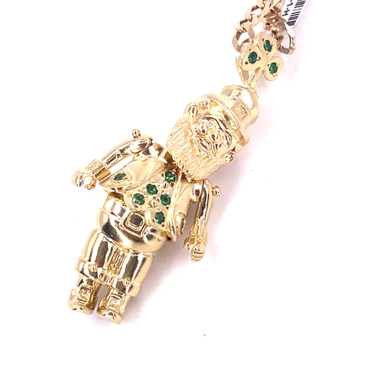 Unisex 9ct Yellow Gold Leprechaun Pendant - 14g