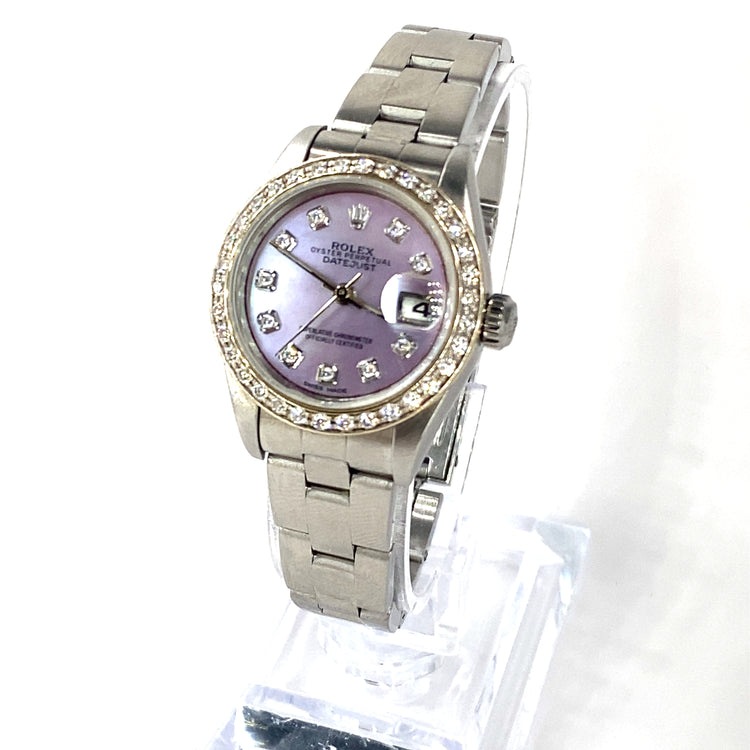 Rolex Date Just Watch Lilac Dial In Stainless Steel - 26mm