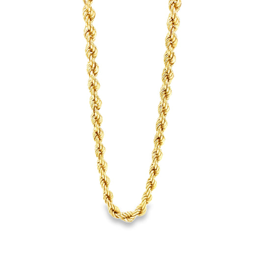 Mens 9ct Yellow Gold Rope Chain - 11g 22”