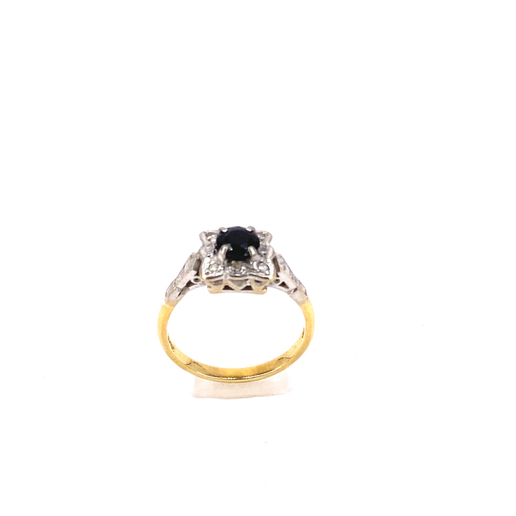 Women’s 18ct Yellow Gold Platinum Vintage Sapphire Diamond Ring