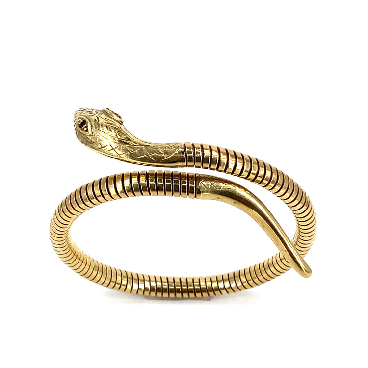 Women’s 9ct Yellow Gold Vintage Snake Bangle - 24.8g