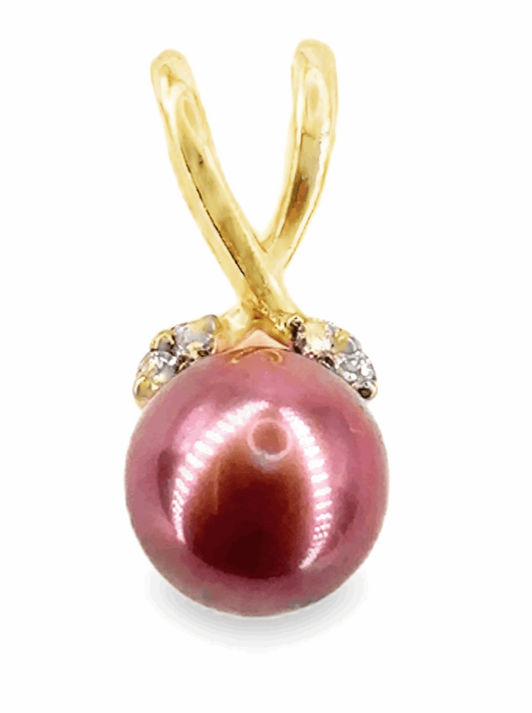 Women’s 18ct Red Pearl Diamond Pendant - 1.5g