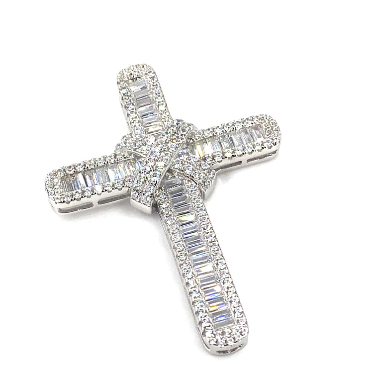 Women’s 925 Sterling Silver Cross Pendant - CZ Set Medium