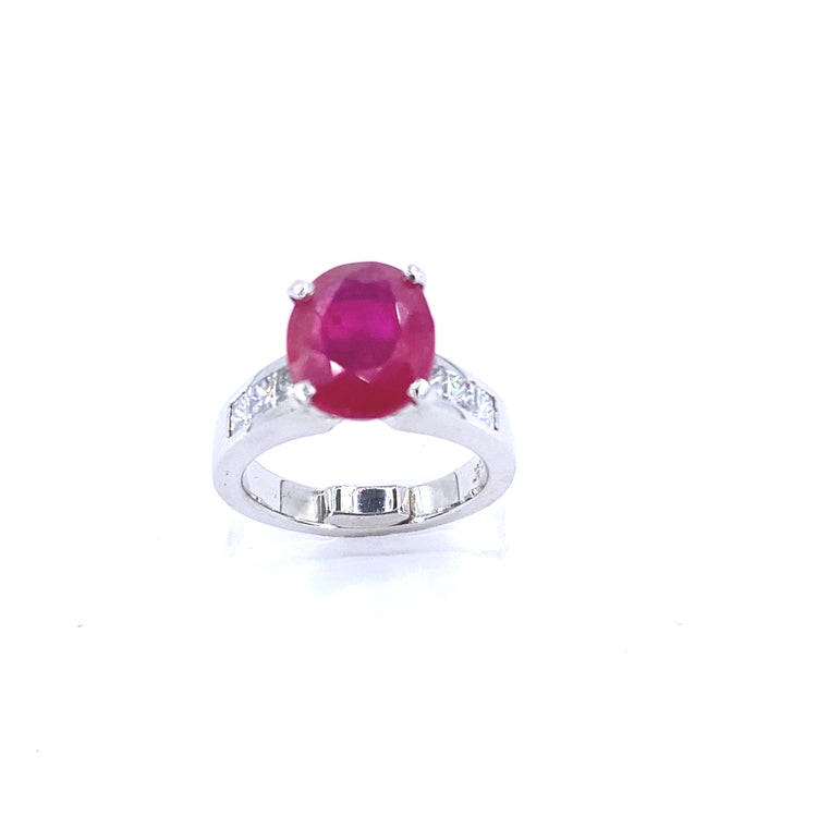 Women’s 18ct White Gold Diamond 4ct Ruby Cocktail Ring - 1.00ct Diamond