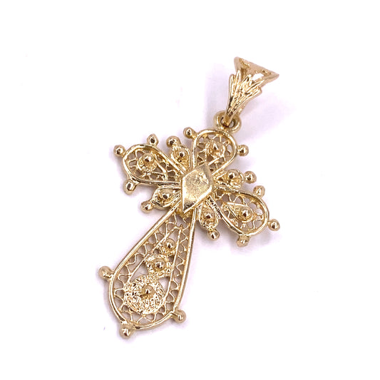 Unisex 9ct Yellow Gold Openwork Cross Pendant- 2g