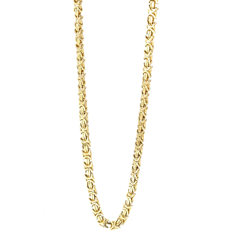 Men’s 9ct Yellow gold Flat Byzantine Chain - 42.8g 22”