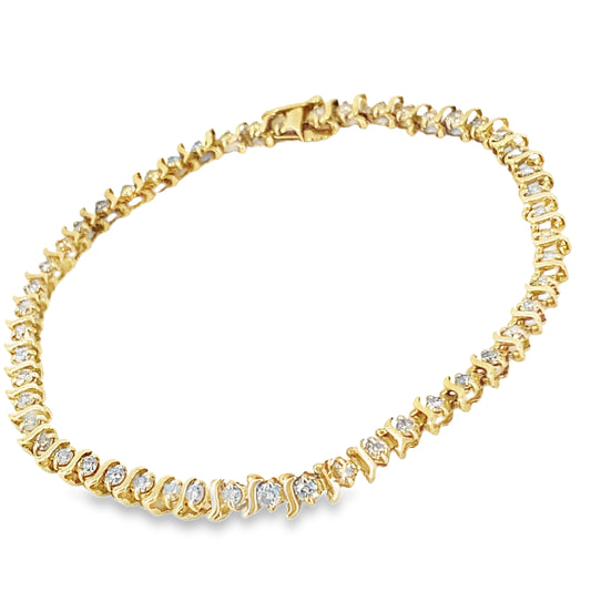 Women’s 9ct Yellow Gold Diamond Tennis Bracelet -1.50ct