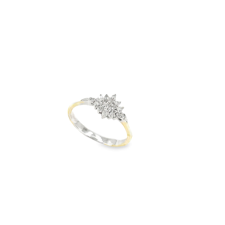 Women’s 9ct White Gold Diamond Cluster Ring - 2.7g 0.10ct Size L