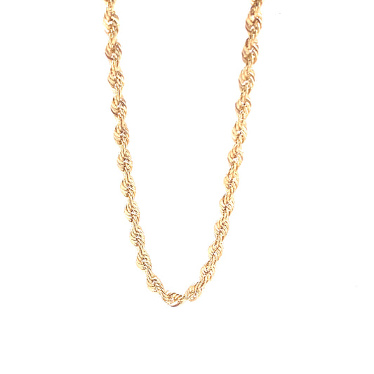 Mens 9ct Yellow Gold Rope Chain - 6.4g 20”