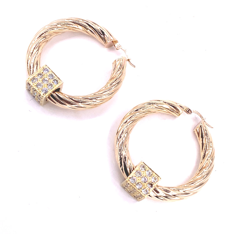 Women’s 9ct Yellow Gold Dice Hoops - 12.6g