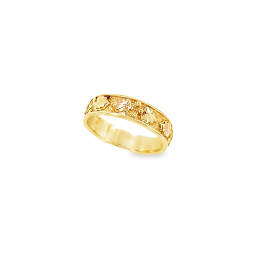 Women’s 9ct Yellow Gold Landstrom Black Hills Leaf Design Band Ring - 3.5g