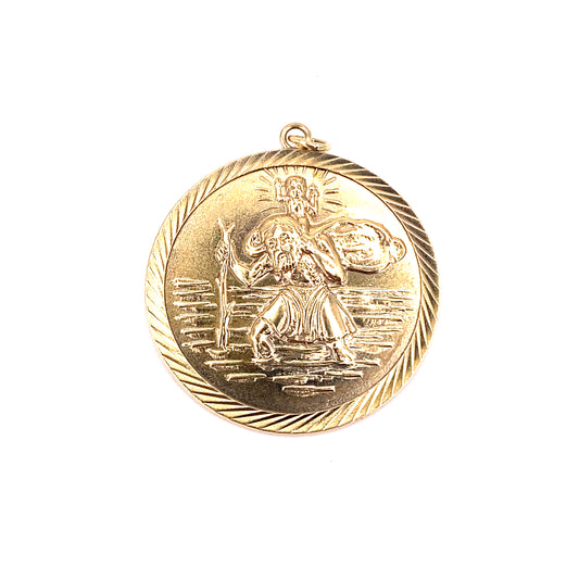 Unisex 9ct Yellow Gold St Christopher Pendant - 3.1g