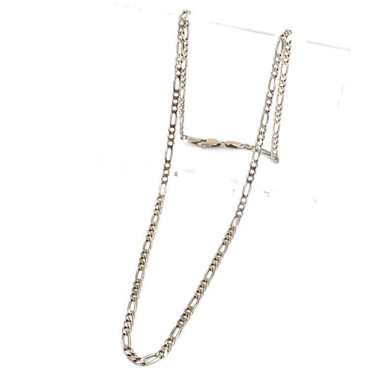 Unisex 9ct White Gold Figaro Chain