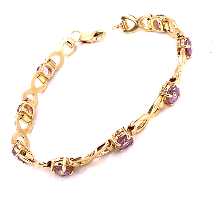 Women’s 9ct Yellow Gold Amethyst Bracelet - 11.5g