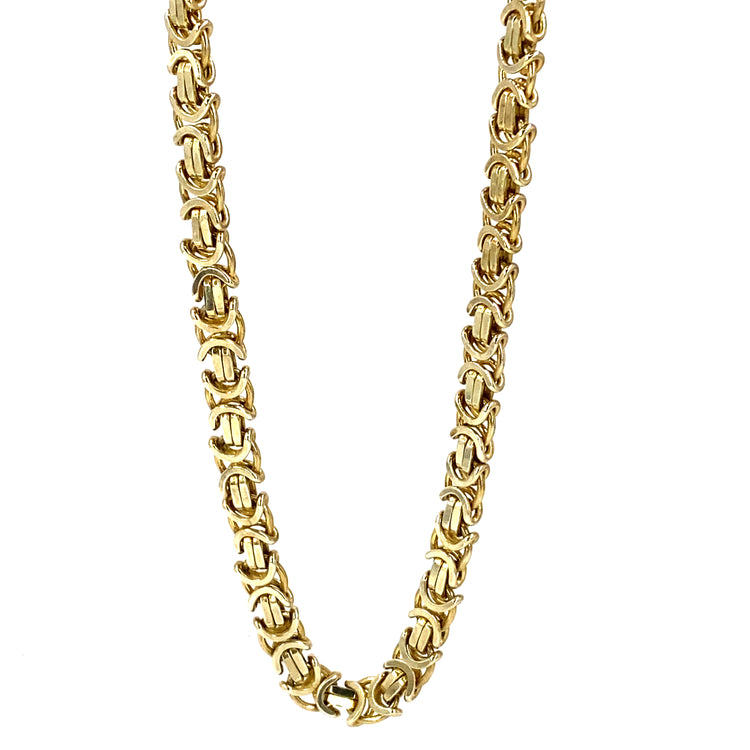 Men’s 9ct Yellow gold Flat Byzantine Chain - 42.8g 22”