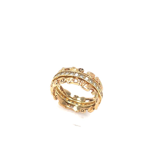 Women’s 18ct Tellow Gold Filigree Detail Siamond Ring - 0.40ct