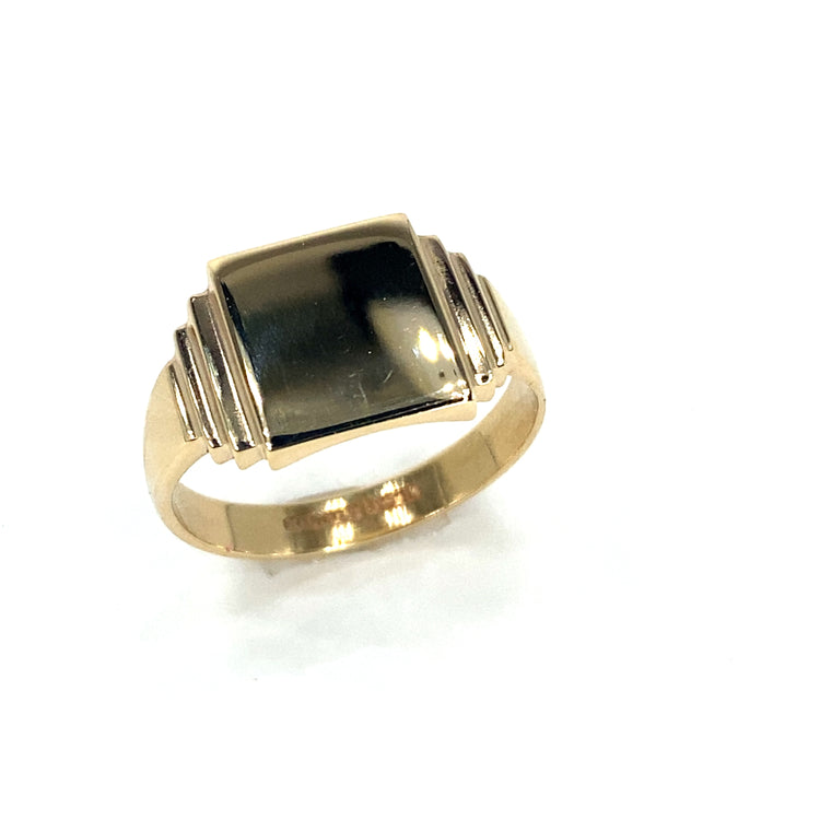 Men’s 9ct Yellow Gold Square Signet Ring -6.4g