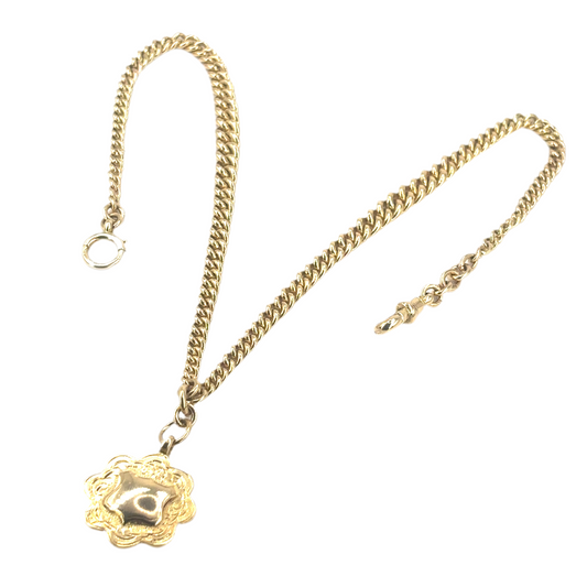 Women’s Double Albert Chain & Fob Pendant Necklace - 30g