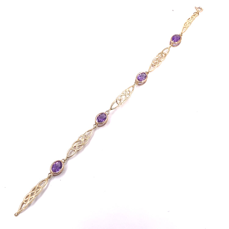 Women’s 9ct Yellow Gold Amethyst Bracelet and Earring Set