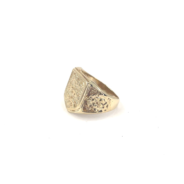 Men’s 9ct Yellow Gold 3 Lions Ring - 7g Size U