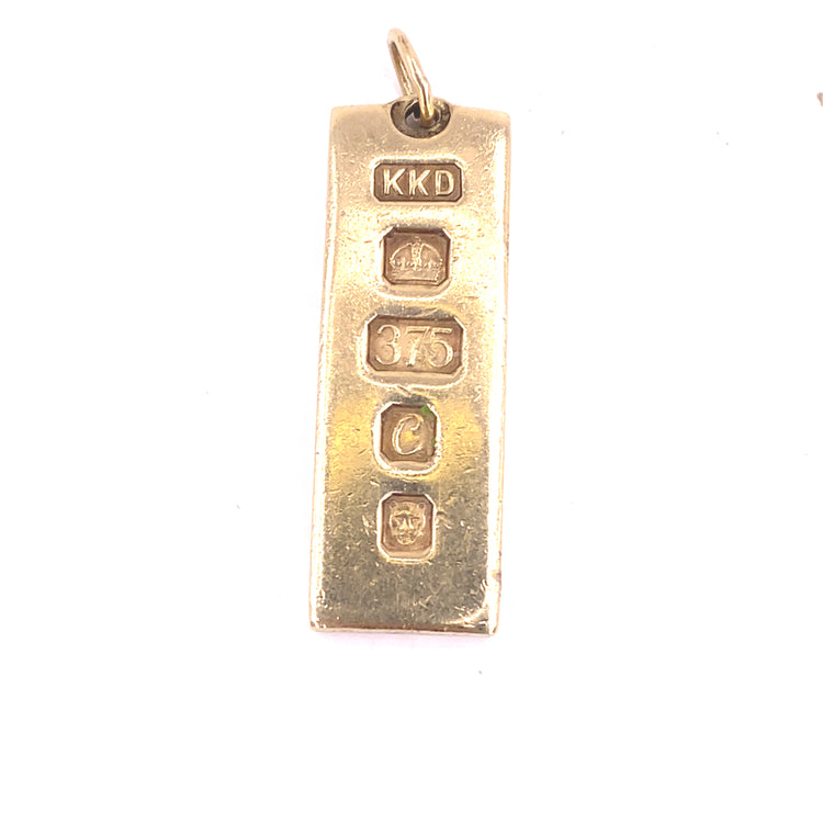 Unisex 9ct Yellow Gold Ingot Pendant - 28.8g