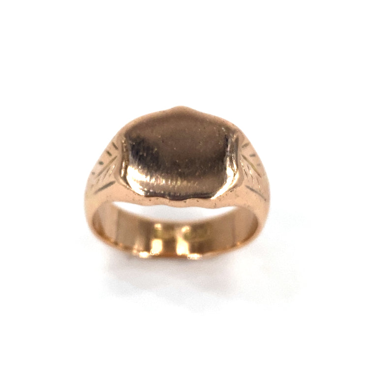 Men’s 9ct Rose Gold Shield Signet Ring-9.6g