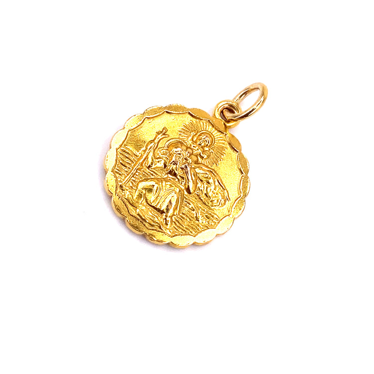 Unisex 9ct Yellow Gold St Christopher Pendant -2.4g