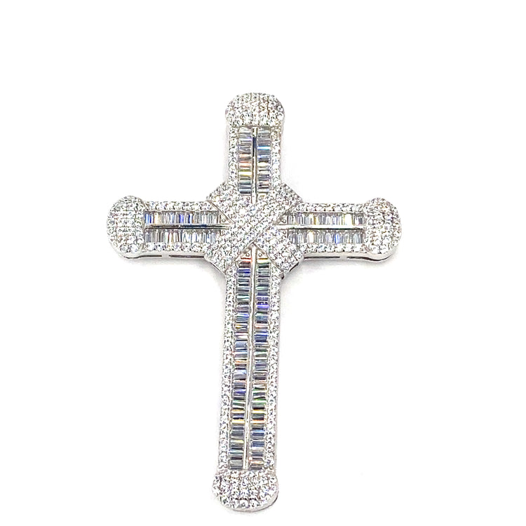 Women’s 925 Silver Cross Pendant -  CZ Set Large