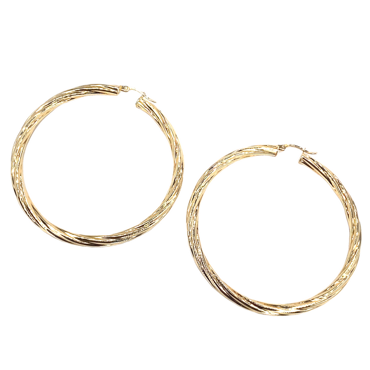 Women’s 9ct Yellow Gold Twist Hoops - Large