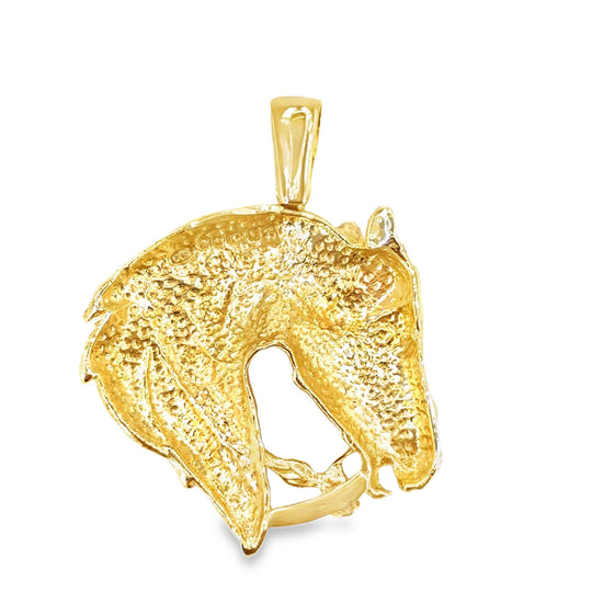 Mens 9ct Yellow Gold XL Horse Head Pendant 14.9g