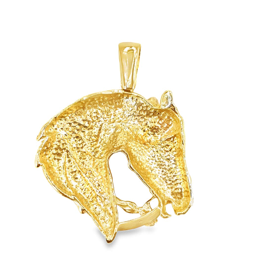 Mens 9ct Yellow Gold XL Horse Head Pendant 14.9g