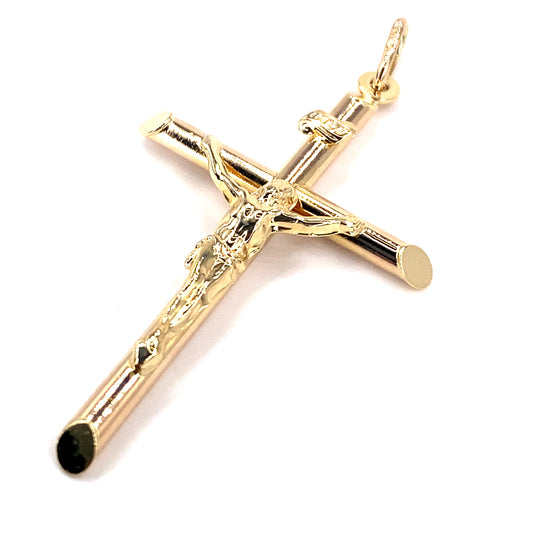 Unisex 9ct Yellow Gold Hollow Crucifix Cross - 2g