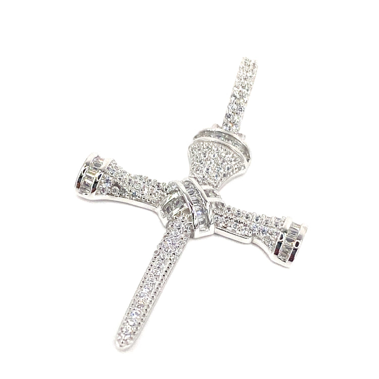 Women’s 925 Silver Cross Pendant - CZ Set Medium