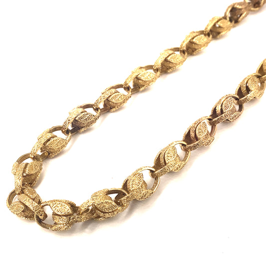 Men’s 9ct Yellow Gold Engraved Tulip Chain - 109.5g 30”