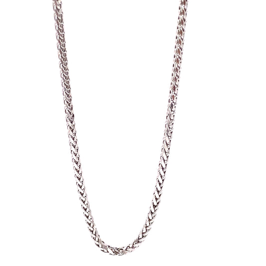 Unisex 9ct White Gold Hollow Franco Chain - 3.9g