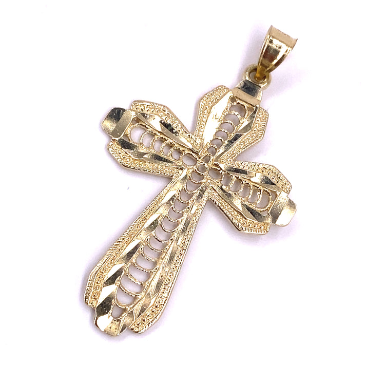 Unisex 9ct Yellow Gold Openwork Cross Pendant- 2.5g