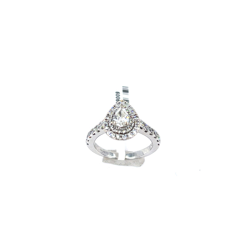 18ct Diamond Engagement Ring - 1ct Total, Pear Cut