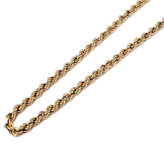 Men’s 9ct Yellow Gold Hollow Rope Chain - 18” 6.5g