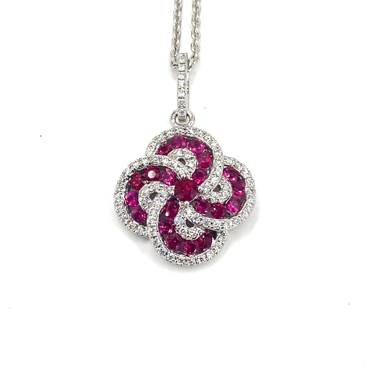 Women’s 18ct White Gold Ruby Diamond Pendant