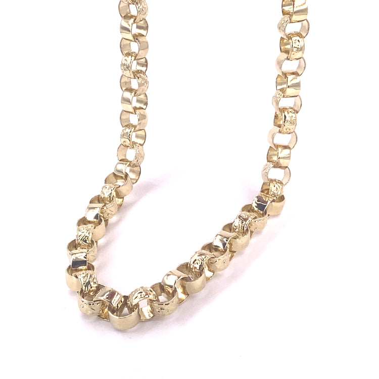 Men’s 9ct Yellow Gold Belcher Chain - 22” 82.9g